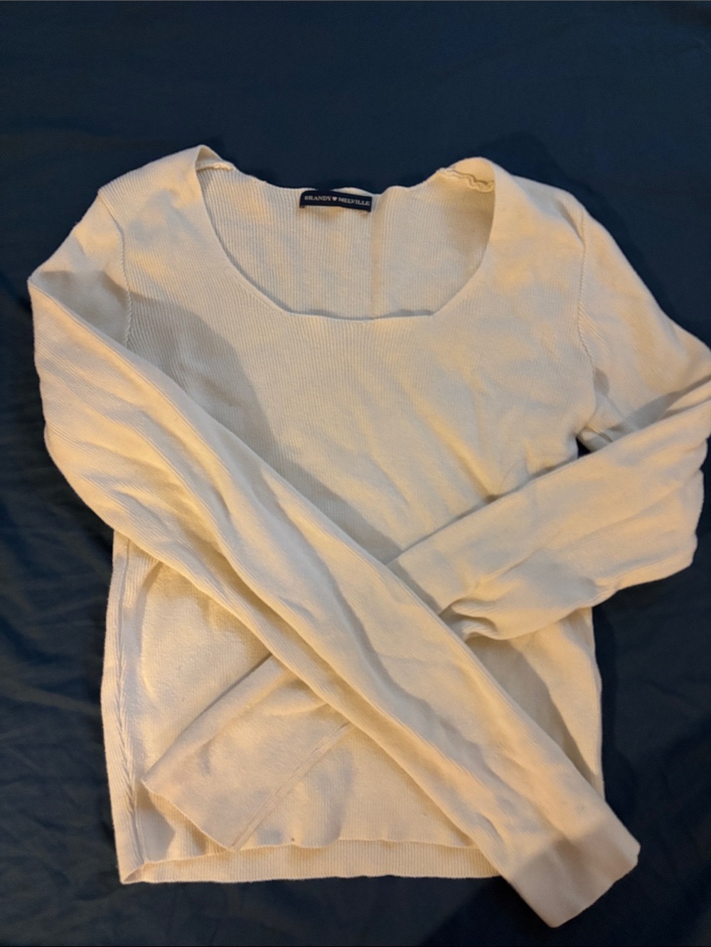 Brandy Melville Cream Scoop Neck Knit Top